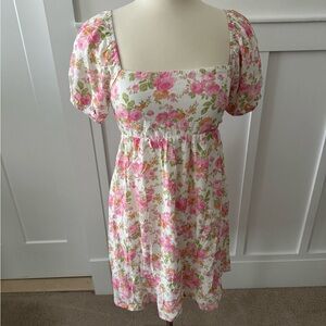 Altar'd State pink Floral puff sleeve Dress, size medium